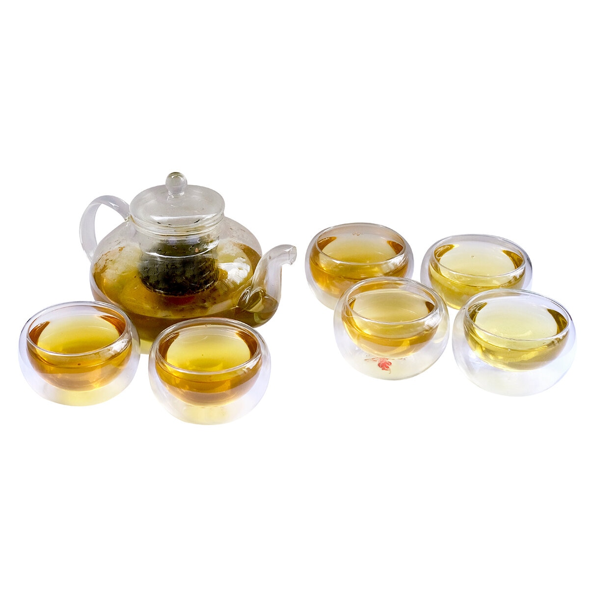 Zoma Tea Collection Juego de Tetera con 6 Tazas de Doble Cristal y un Té de 80 g 