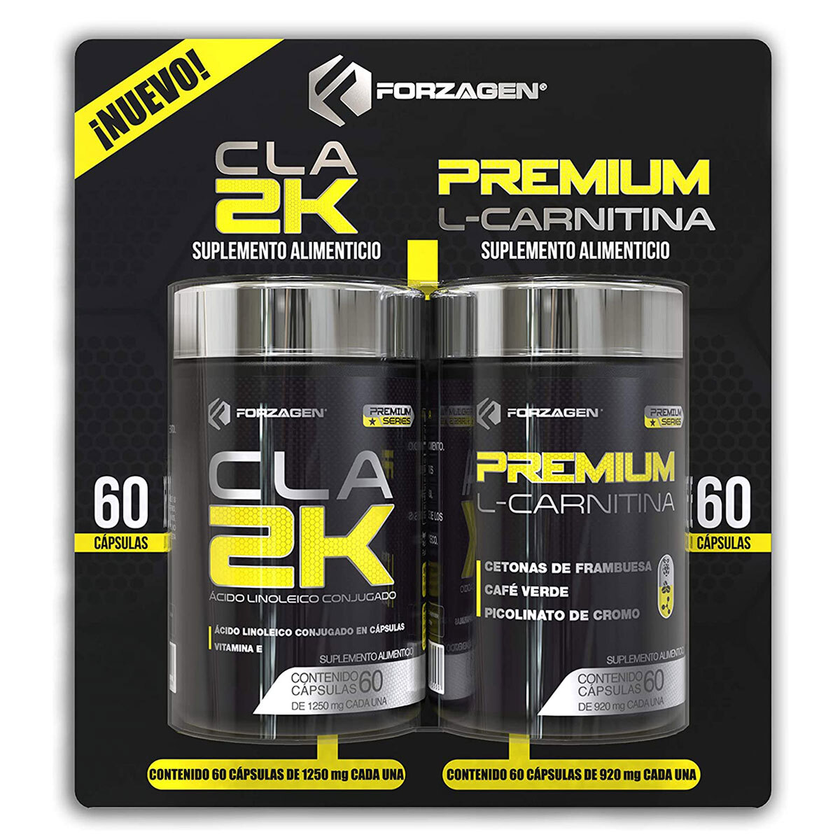 Forzagen Carnitina + CLA 2 Frascos de 60 Cápsulas c/u