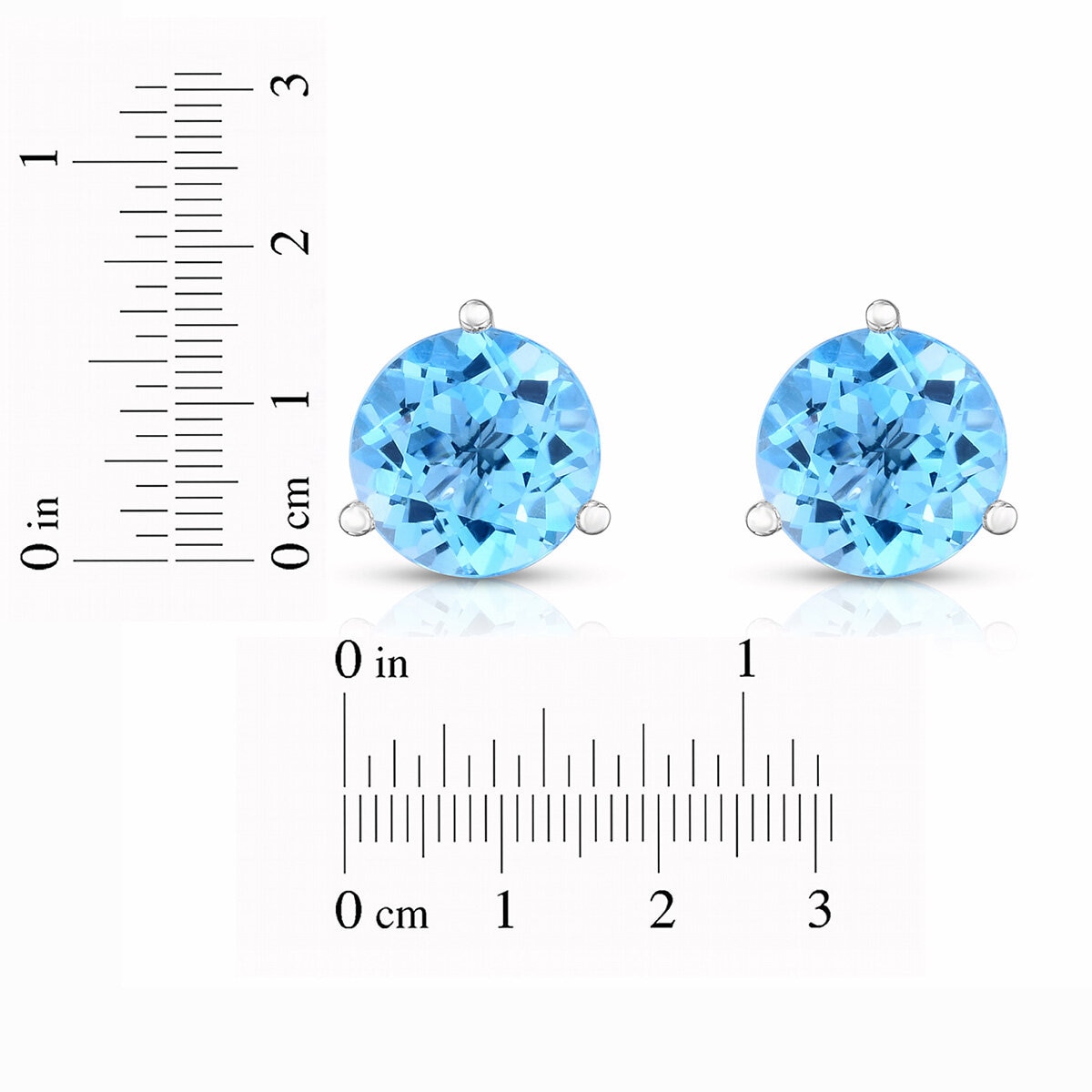 Aretes de Topacio Azul Claro, Oro Blanco de 14kt