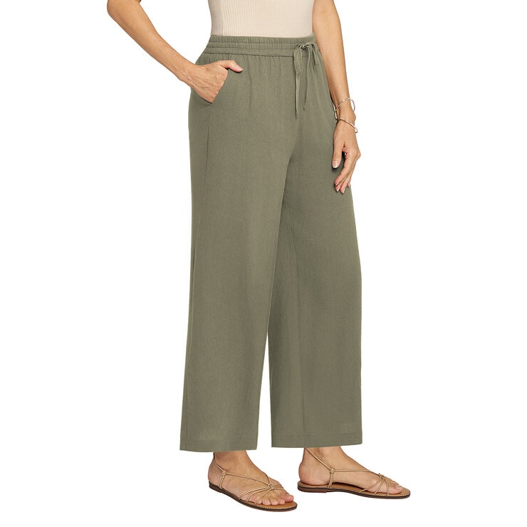 Matty M Pantalones tipo Lino para Dama Verde Chica