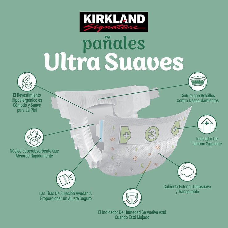 Kirkland Signature Pañales Etapa 3 Unisex 222 pzas Kirkland Signature Pañales Etapa 3 Unisex 222 pzas