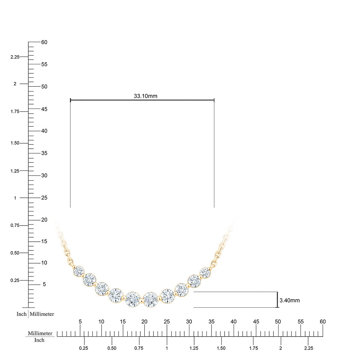 Collar de Barra de Diamantes 1.00ctw, Oro Amarillo 14K