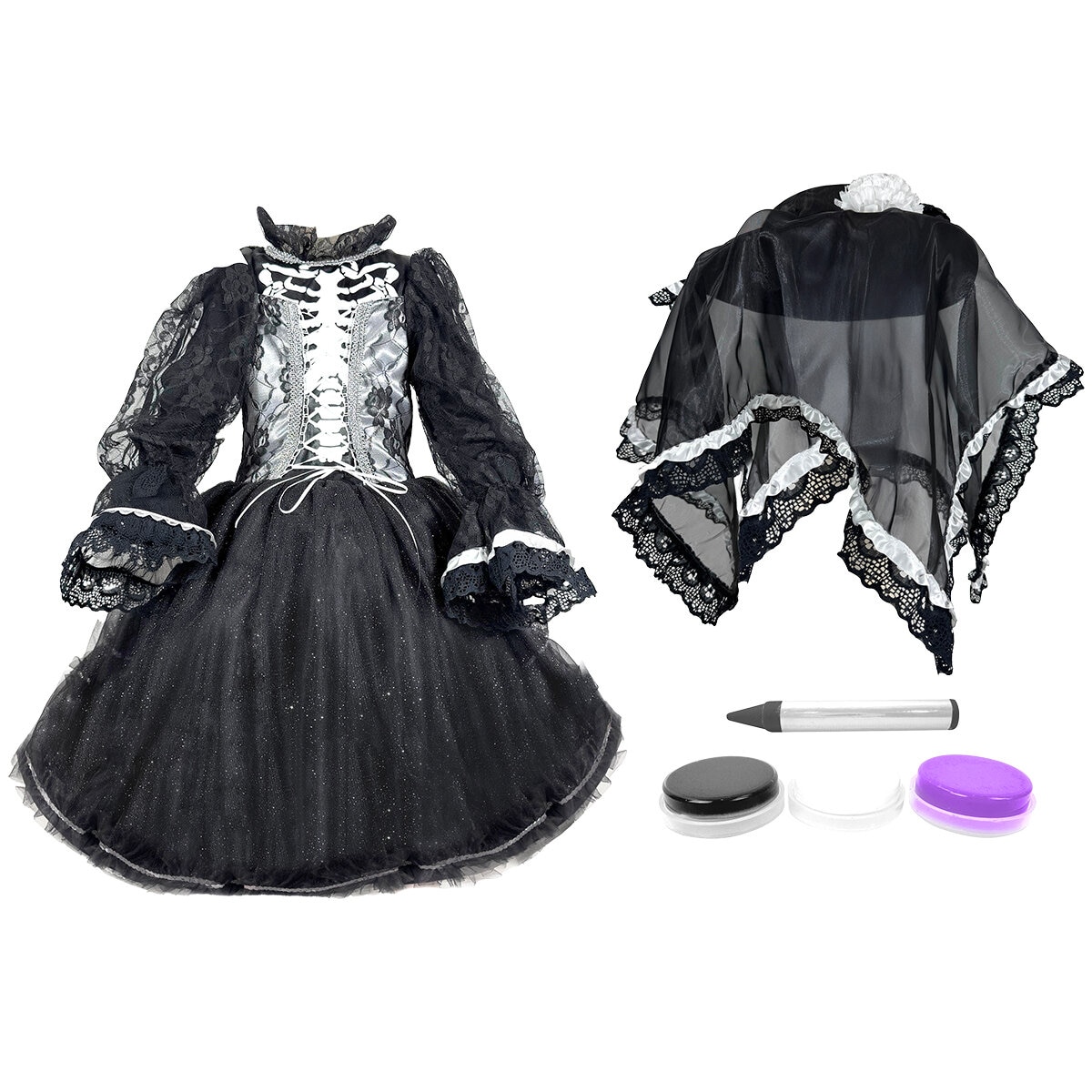 Disfraz de Catrina para Niñas, Negra 4 años
