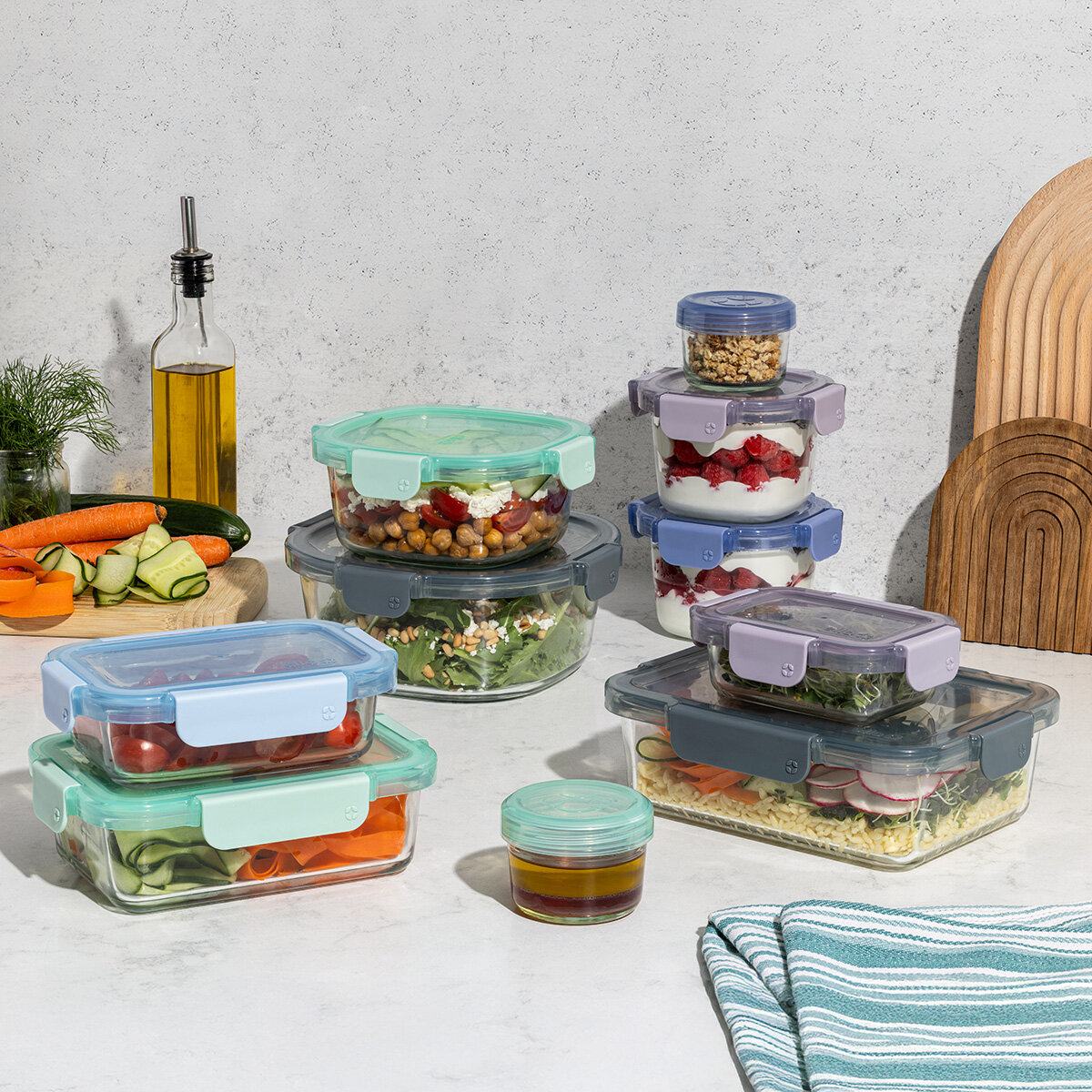 Ello Recipientes de Vidrio para Almacenamiento de Alimentos, 20 piezas Ello Recipientes de Vidrio para Almacenamiento de Alimentos, 20 piezas