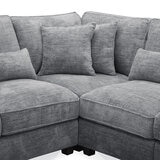 Aiden & Ivy, Seccional Fijo de Tela de 4 Piezas y Otomano