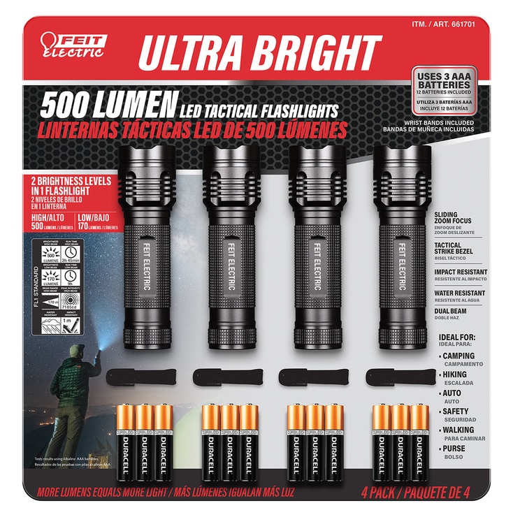Feit Electric, 4 Linternas Tácticas LED de 500 Lúmenes