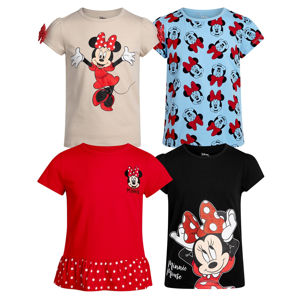 Playera 4 piezas para Niños o Niñas Minnie Mouse 5 Años