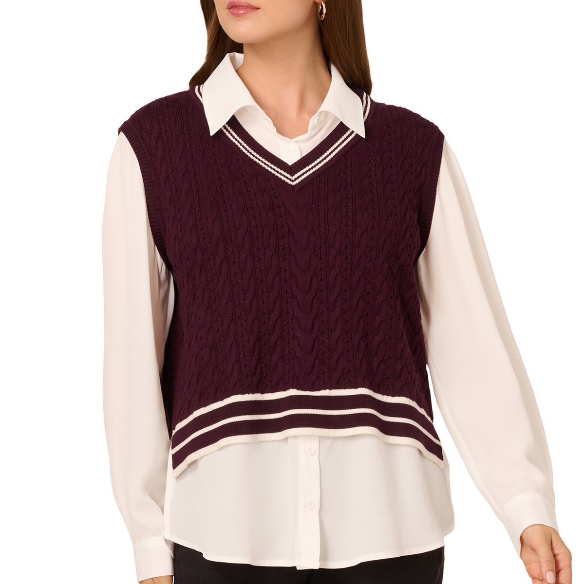 Adrianna Papell Chaleco con Blusa Simulada para Dama Varias Tallas y Colores