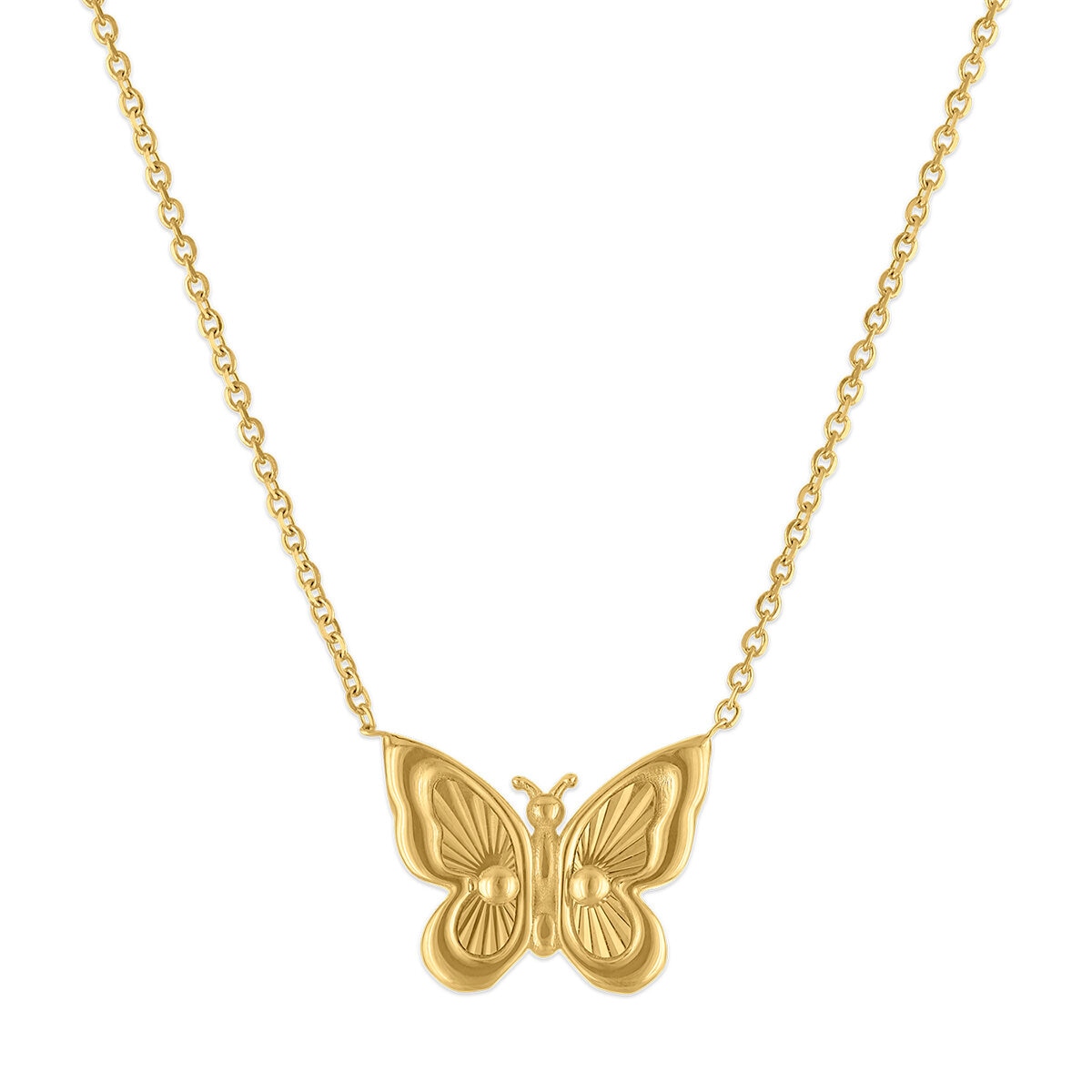 Collar con Dije de Mariposa, Oro Amarillo de 14 k