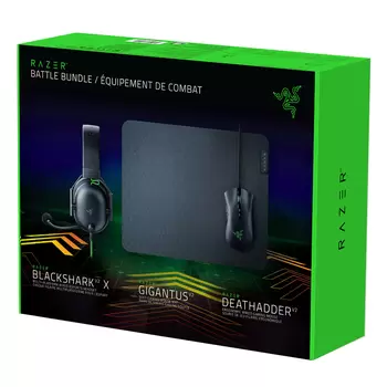 Razer Battle Bundle- Auriculares BlackShark V2 X, Alfombrilla para Mouse Gigantus, Mouse Death Adder V2