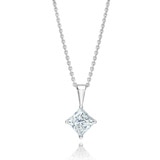 1.00ctw, Collar de Diamante Solitario, Corte Princesa, Platino