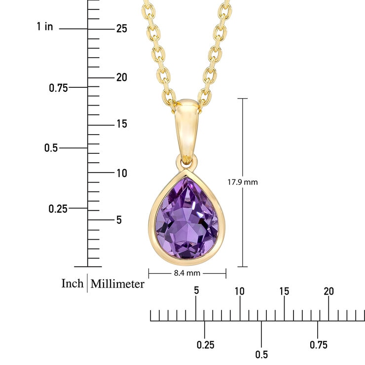 Collar de Gota, Amatista Morada, Oro 14k