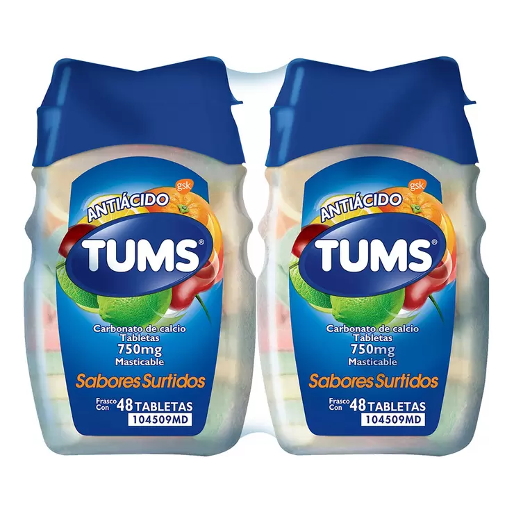 Tums Carbonato de Calcio 750mg Tabletas Masticables 4 pzas de 48