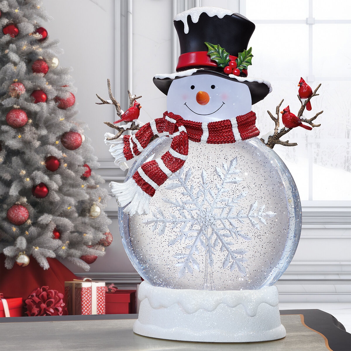 Linterna Navideña de Muñeco de Nieve con Luces LED