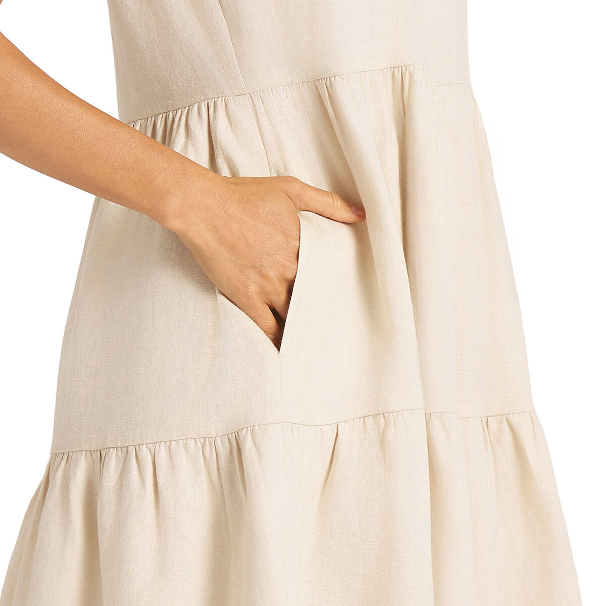 Matty M Vestido Tipo Lino para Dama Café Grande