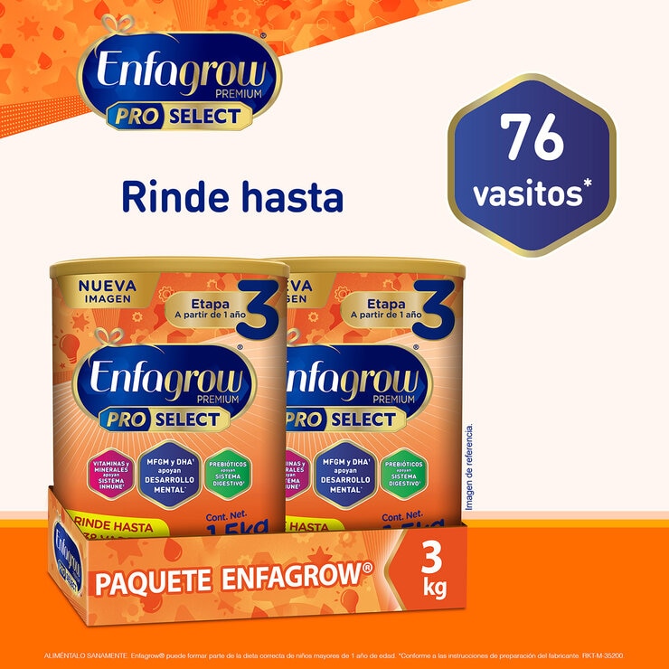 Enfagrow Fórmula Infantil Etapa 3 Pro Select 2 pzas de 1.5 kg