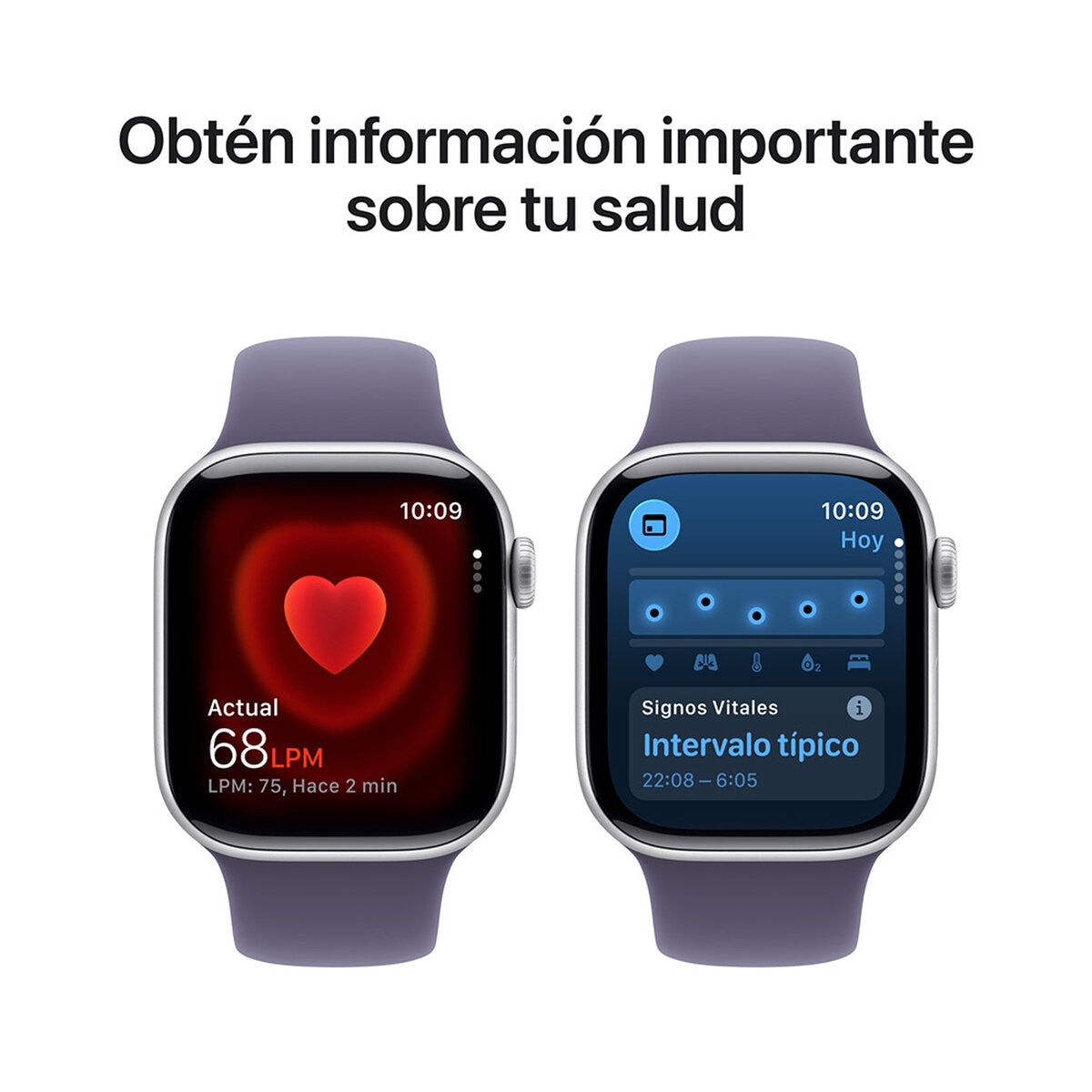 Apple Watch Series 11 (GPS + Celular) 42mm Aluminio Plata + Correa Deportiva Morado Niebla + Talla S/M
