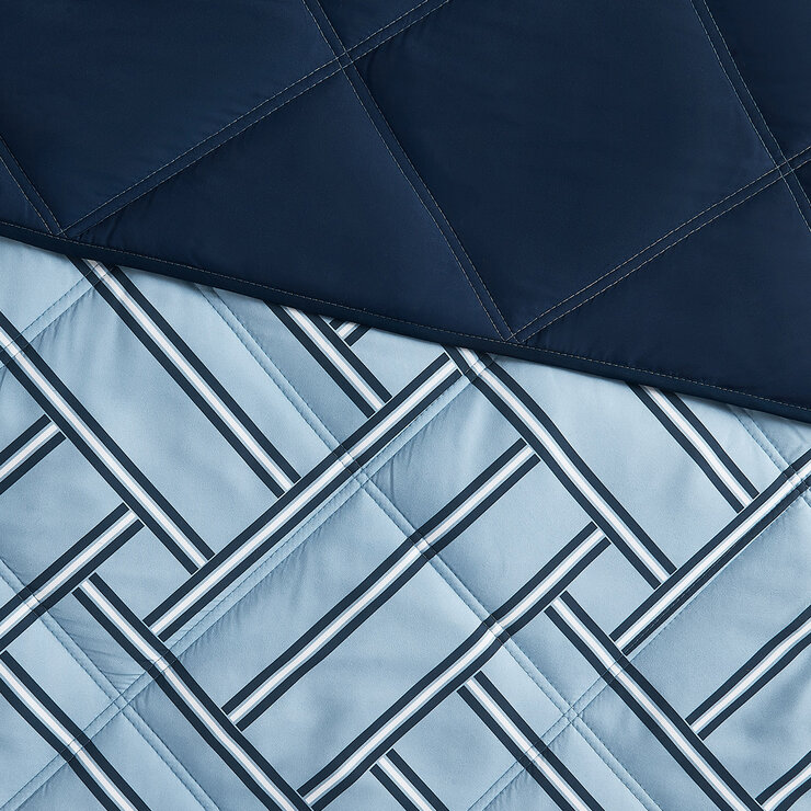 Seasons Collection, Colcha Con Relleno de Plumón Alternativo, King, Geo Azul