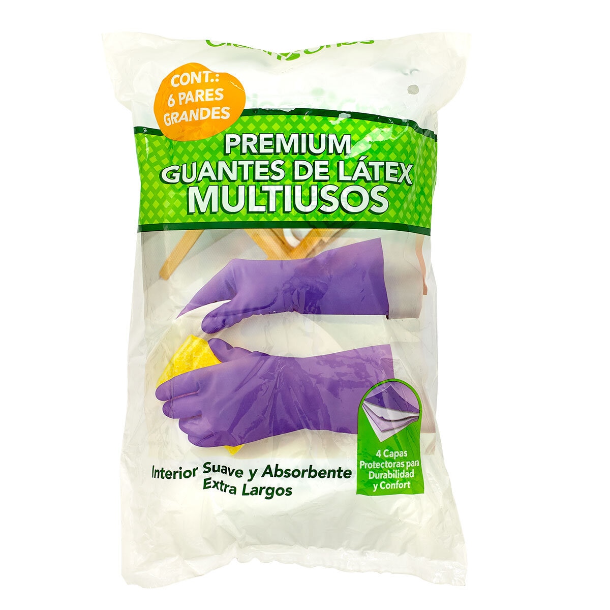 Clean Ones, Guantes para Limpieza 6 Pares, Varios Tamaños