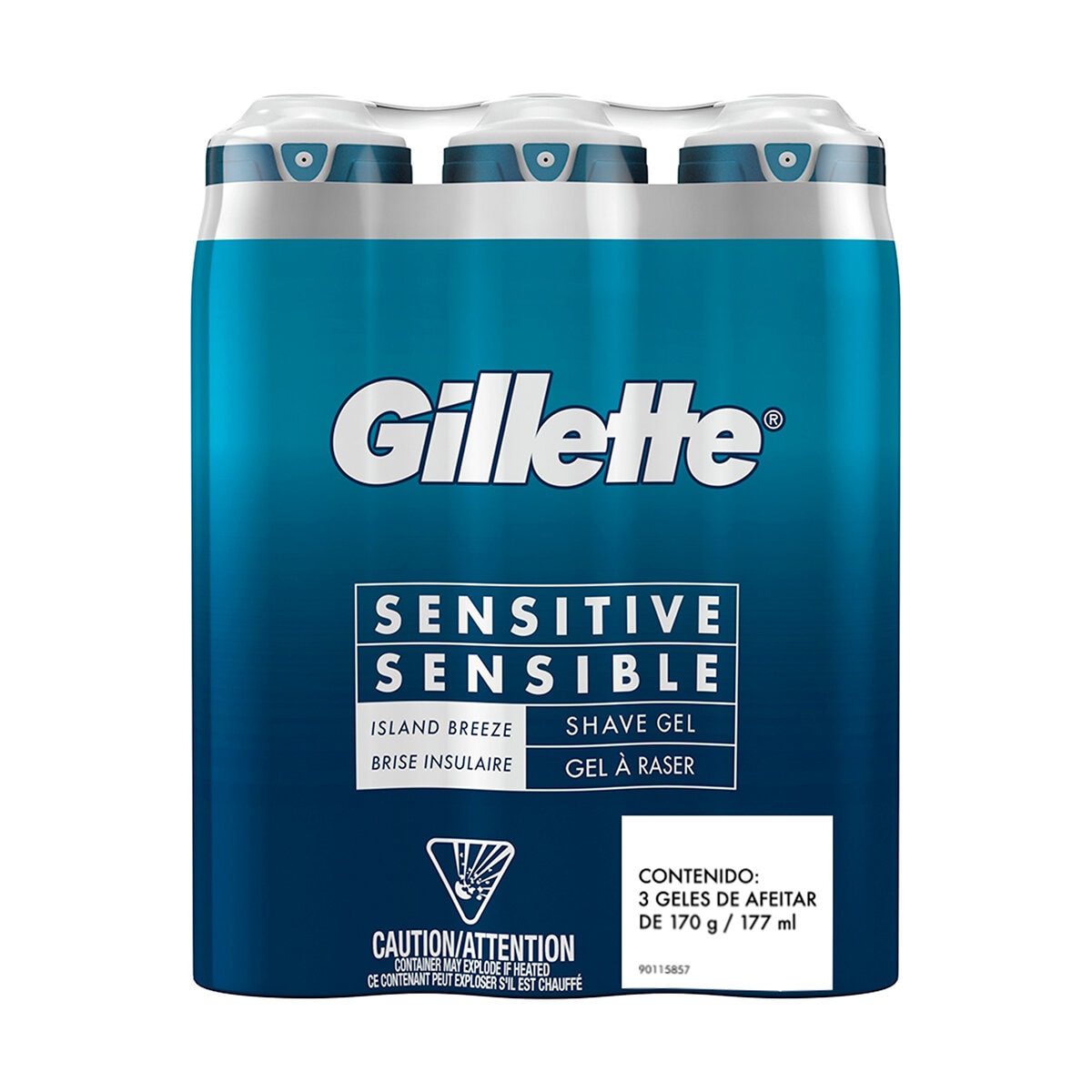 Gillette Island Breeze Sensitive Gel para Afeitar 3 pzas de 170 g