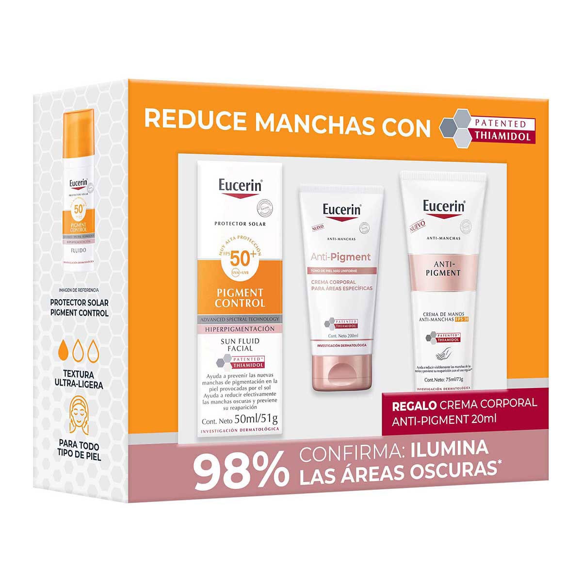 Eucerin Kit Anti Manchas Sun Pigment Control 50 ml + Crema Corporal 20 ml + Crema de Manos 75 ml