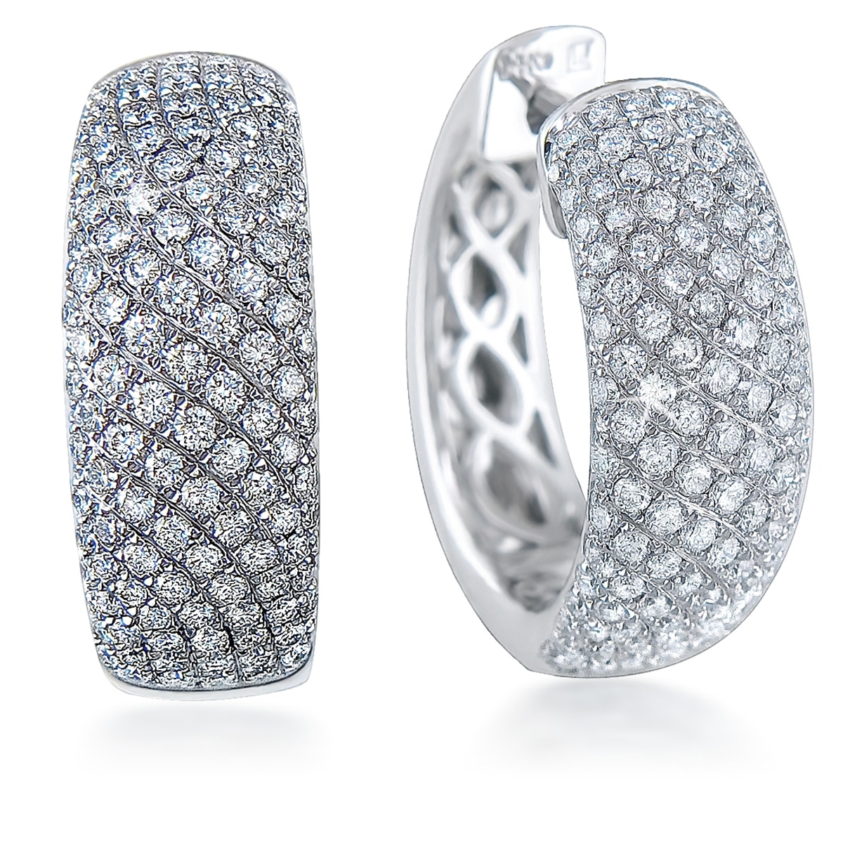 1.45ctw, Arracadas de Diamantes, Corte Redondo Brillante, Oro Blanco de 14kt