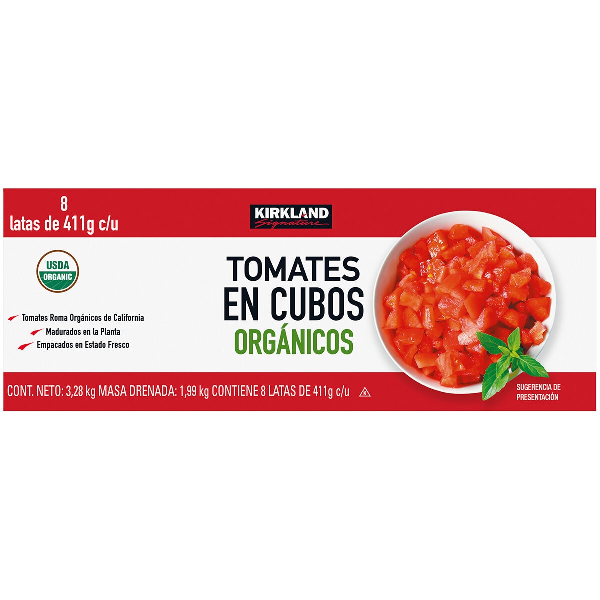 Kirkland Signature Tomates Orgánicos en cubos 8 pzas de 411 gr