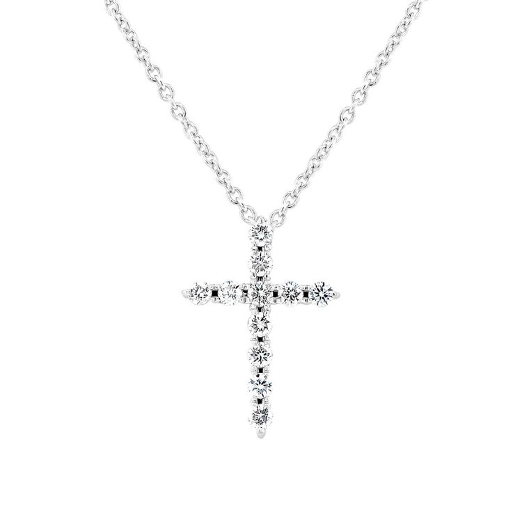 Collar de Cruz de Diamantes 0.24ctw, Oro Blanco de 14K Collar de Cruz de Diamantes 0.24ctw, Oro Blanco de 14K