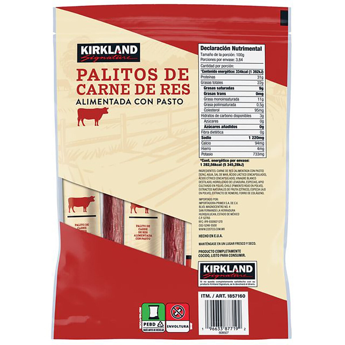 Kirkland Signature Palitos de Carne de Res 12/32 g Kirkland Signature Palitos de Carne de Res 12/32 g