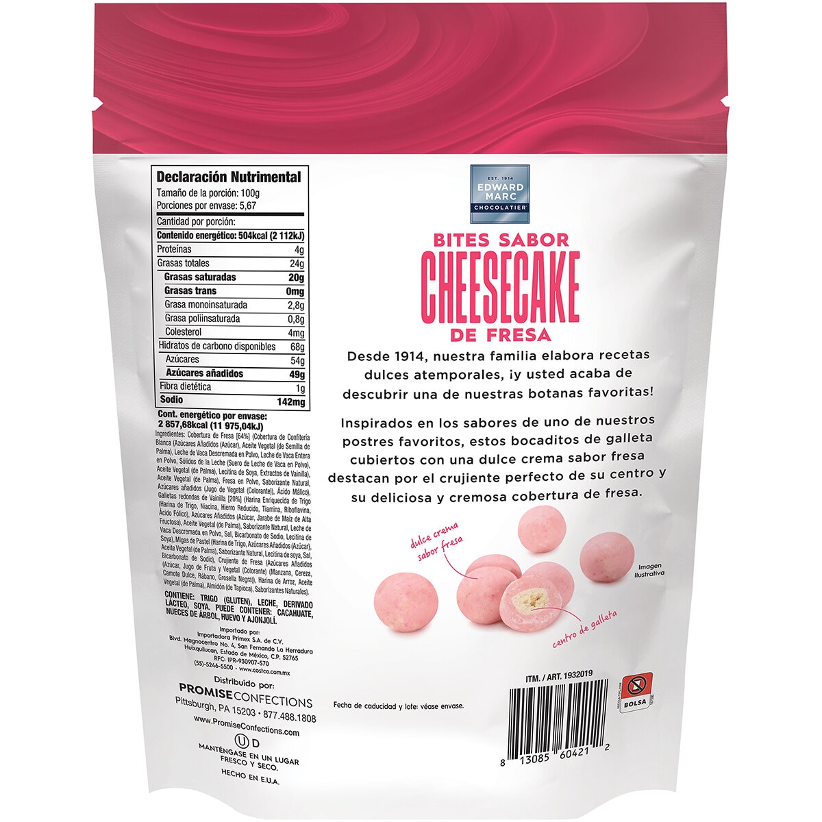 Edward Marc Bites Sabor Cheesecake de Fresa 567 g