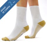 Copper Socks, Calcetines Cortos para Diabéticos, 3 Pares Color Blanco con Beige