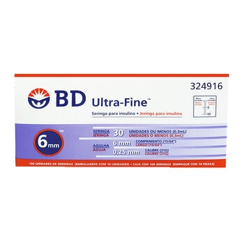 BD Jeringa Ultra-Fine 0.3mL 31G 6mm c/100 Piezas Autocontenidas
