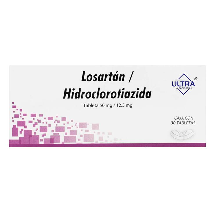 Losartán/Hidroclorotiazida 50mg /12.5mg 30 Tabletas