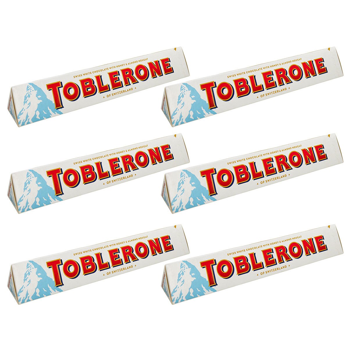 Toblerone, chocolate blanco con miel, turrón y almendras 6/100g