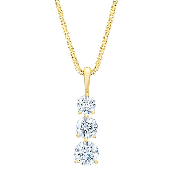 Dije de 3 Diamantes 1ct, Oro Amarillo 14k Dije de 3 Diamantes 1ct, Oro Amarillo 14k