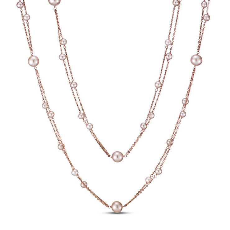 Collar de Perlas, 4.5-8.5mm, Oro Rosa de 14kt Collar de Perlas, 4.5-8.5mm, Oro Rosa de 14kt