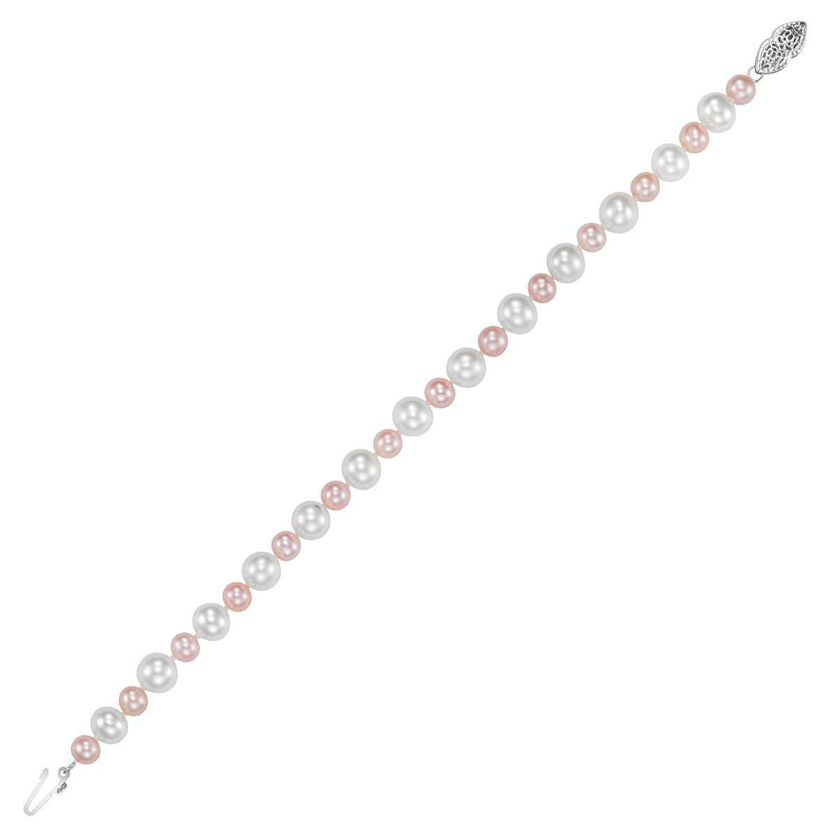 Pulsera de Perlas 5.5-7.5mm, Oro Blanco de 14k