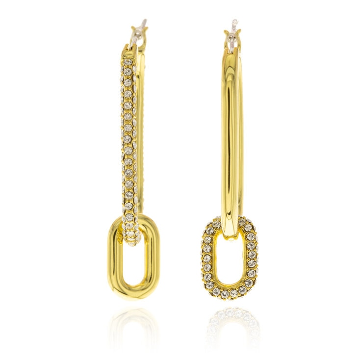 Mayfer, Aretes Largos bañados en Oro y Cristal Austíaco