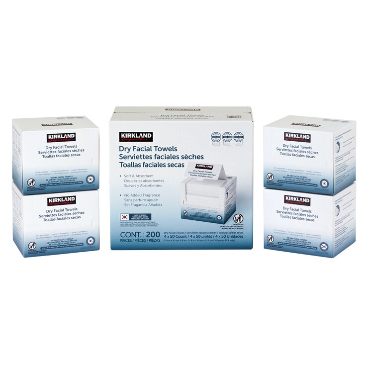 Kirkland Signature Toallas Faciales Secas 200 pzas