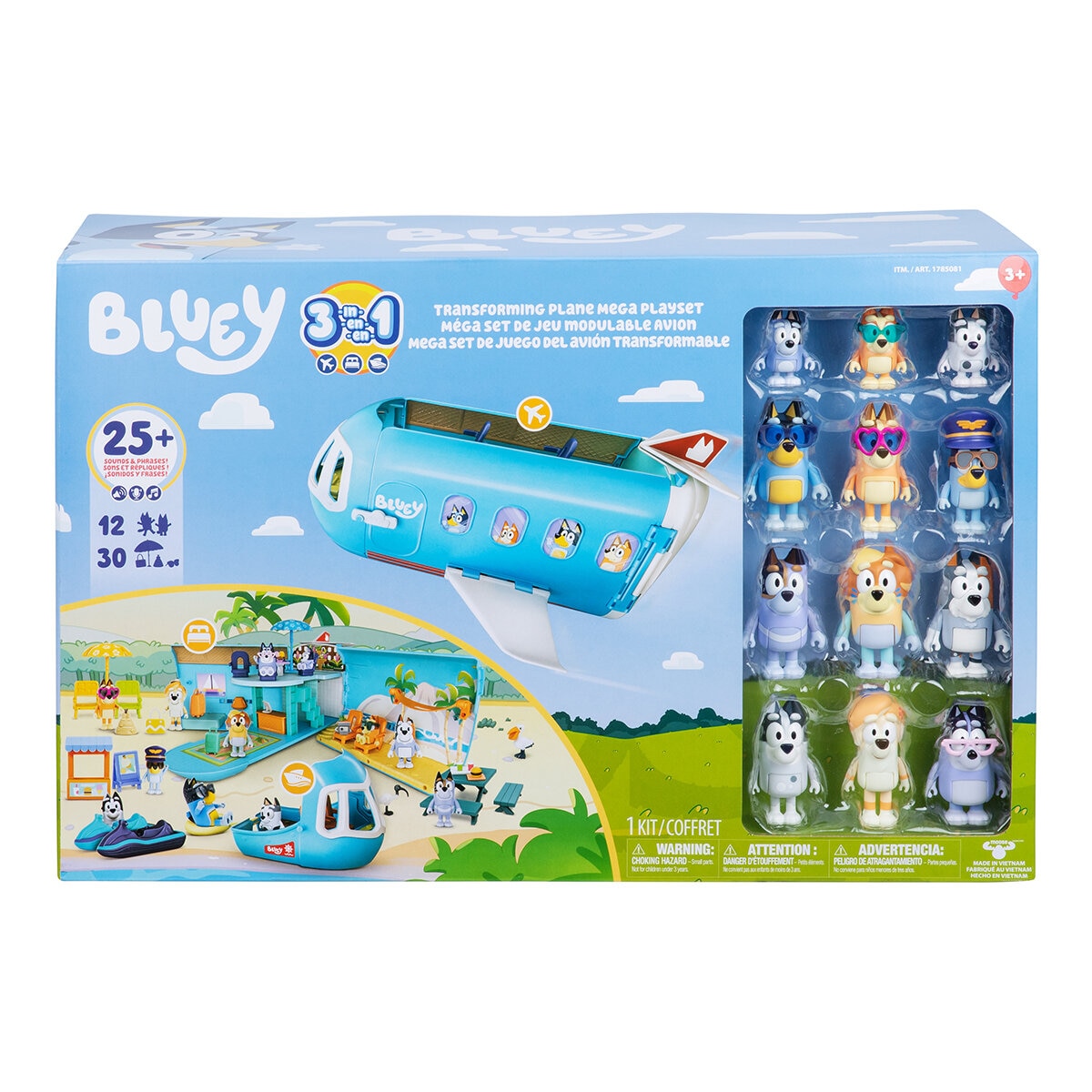 Bluey Mega Set Juego de Avión 3 en 1 +25 Frases y Sonidos
