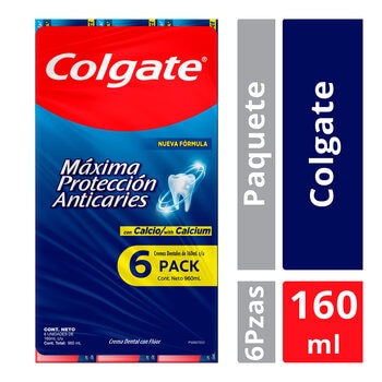 Colgate Crema Dental Protección Anticaries 6 pzas de 160 ml