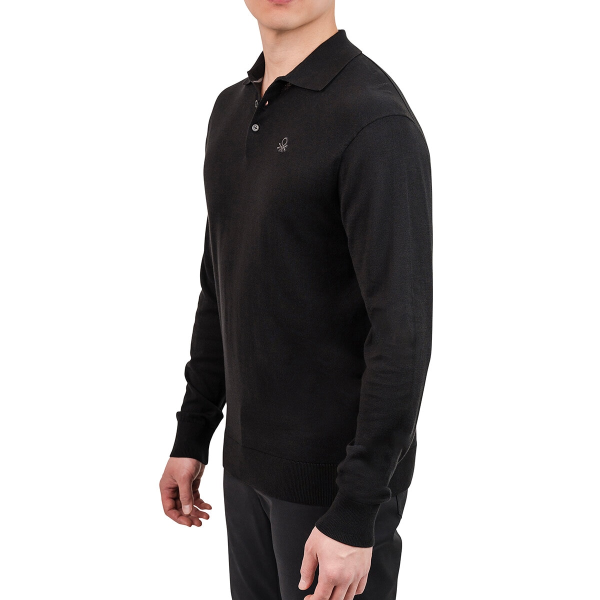 United Colors of Benetton Suéter tipo polo para Caballero Negro Chica