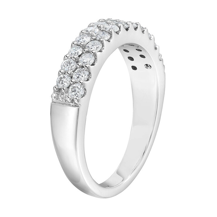 Anillo, Diamantes 0.70ctw, Doble Fila, Oro Blanco 14K Anillo, Diamantes 0.70ctw, Doble Fila, Oro Blanco 14K