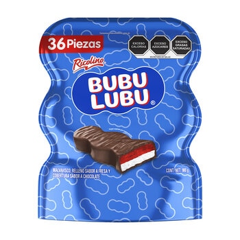Bubulubu Malvavisco Relleno y Cubierto con Chocolate 36 pzas
