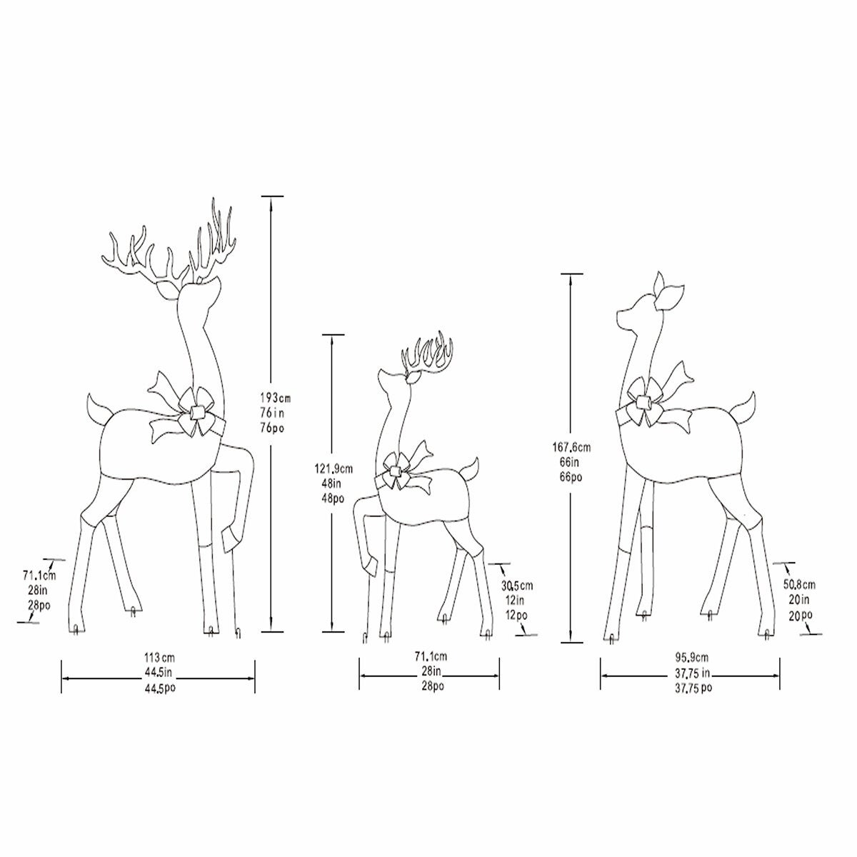 Familia de Ciervos con Luces Parpadeantes, 3 Pzas. Familia de Ciervos con Luces Parpadeantes, 3 Pzas.