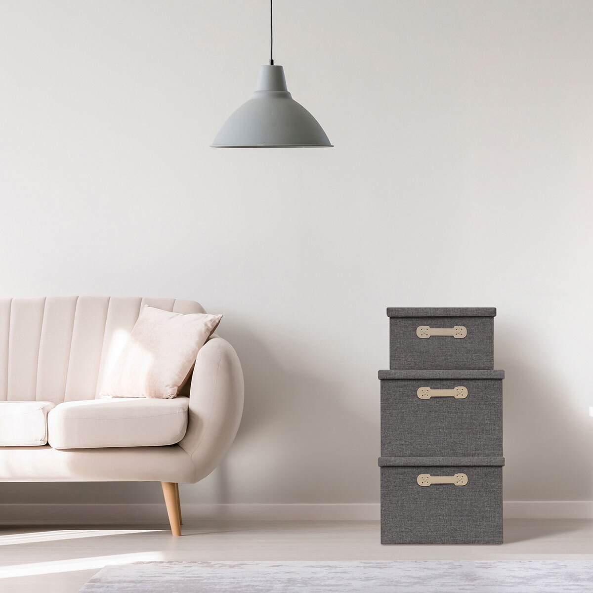 Ag Box, Set de 3 Cajas de Almacenamiento Plegables para Armario, Gris