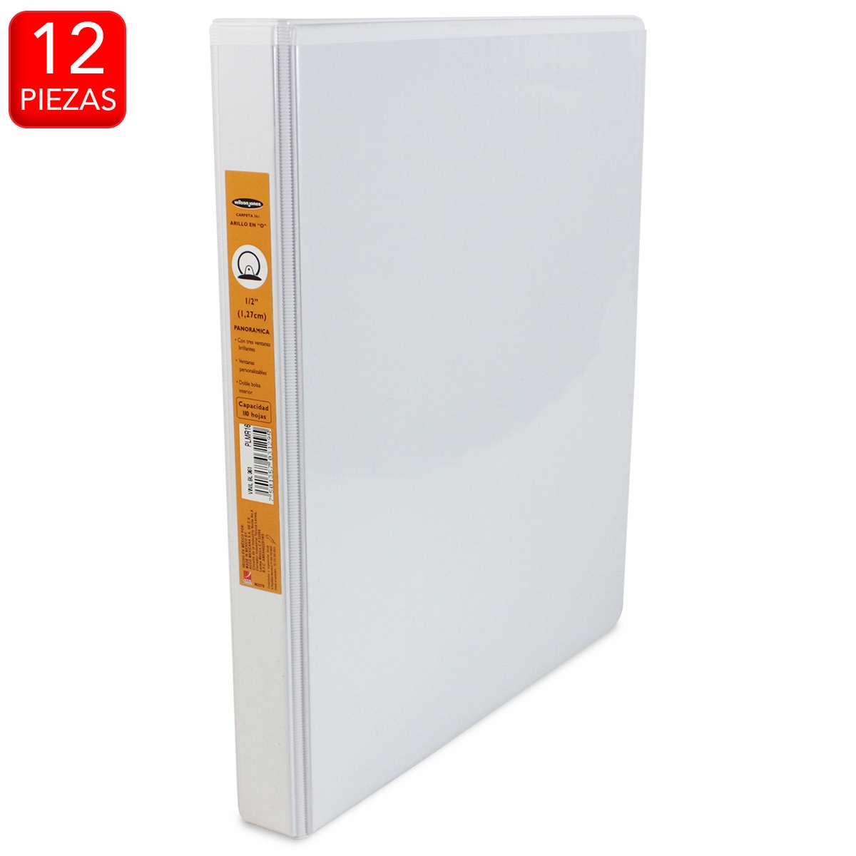 Wilson Jones Carpeta de 0.5 Pulgadas con 3 Arillos en O Color Blanco 12 Piezas