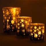 Portavelas de Cristal con Luz LED, Juego de 3 Piezas. Portavelas de Cristal con Luz LED, Juego de 3 Piezas.