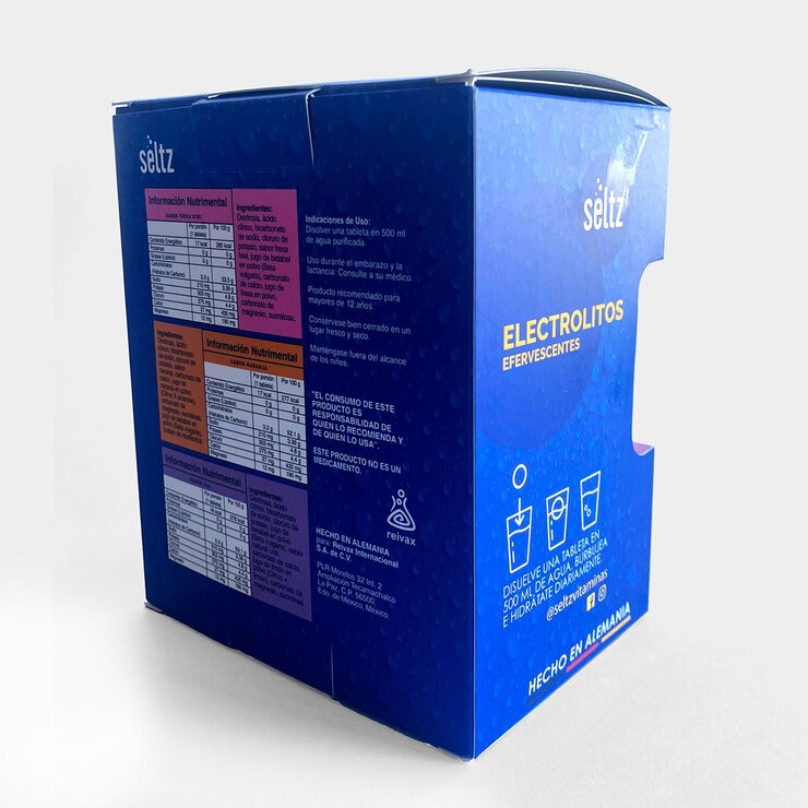 Seltz Electrolitos 6 Tubos de 13 Tabletas Efervescentes c/u Sabor Uva, Naranja y Fresa