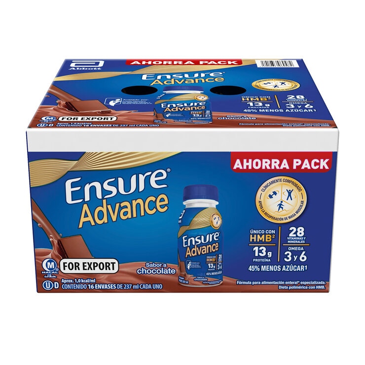 Ensure Advance Suplemento Alimenticio Sabor Chocolate 16 pzas de 237 ml